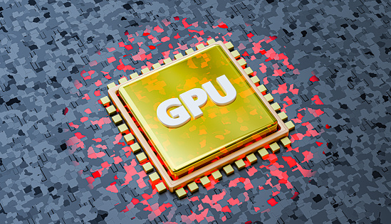 Graphics Processing Unit,GPU , background, 3d illustration.