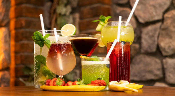 istock Colorful cocktails on bar counter 1353448006