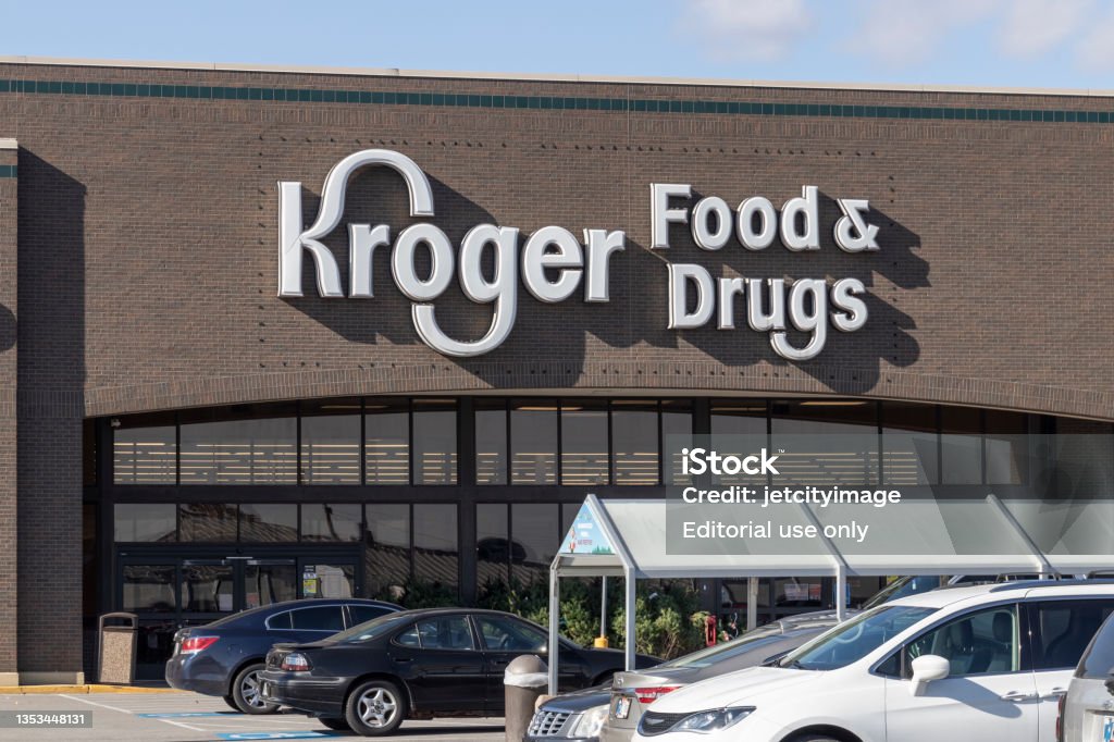 Kroger Supermarket. Kroger is one of the largest grocery store chains in the United States. Ft. Wayne - Circa November 2021: Kroger Supermarket. Kroger is the fourth largest American-owned private employer in the United States. Building Exterior Stock Photo