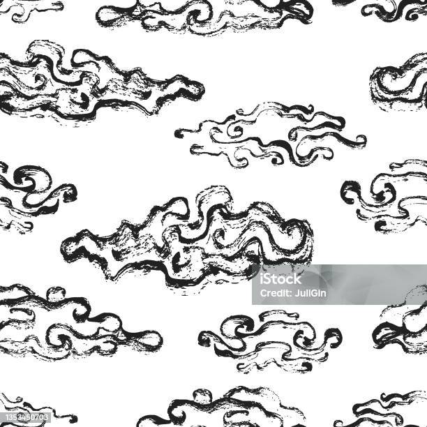 Clouds Pattern One Seamless Pattern Of Clouds Handdrawn Ink Vector Illustration Stock ...
