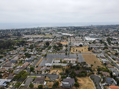 Aerial view of Oceanside in San Diego during gray day, California. USA