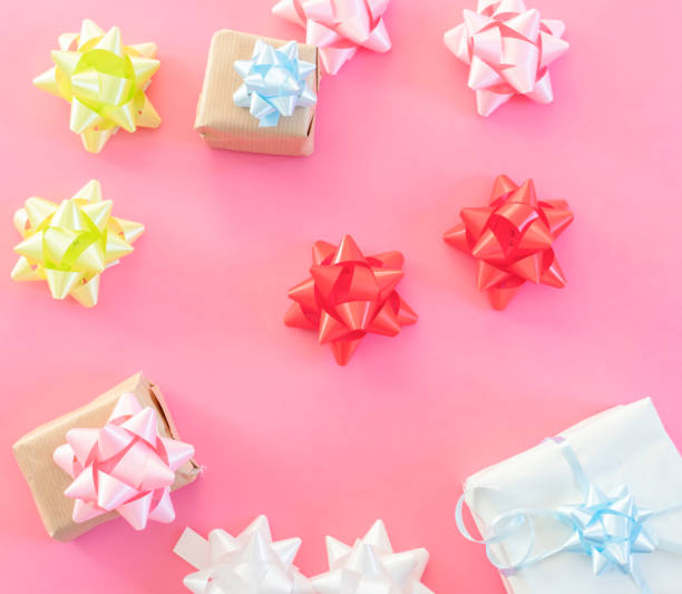 istock Decorations for birthday on a pink background. 1353456211
