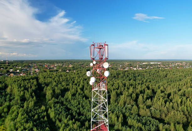 istock Mobile Tower installation. Cell site and Telecom Base Station. 5G internet online generation. 1353461903