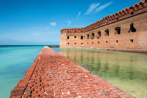 Old historic Spanish fort on Dry Tortugas Island, Florida, USA