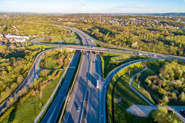 Multilevel Highway junction in Kraków, Poland stock photo