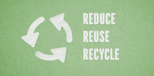 message REDUCE, REUSE, RECYCLE on paper background