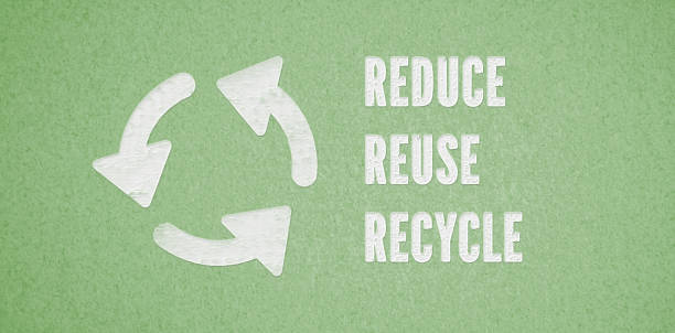 message REDUCE, REUSE, RECYCLE stock photo