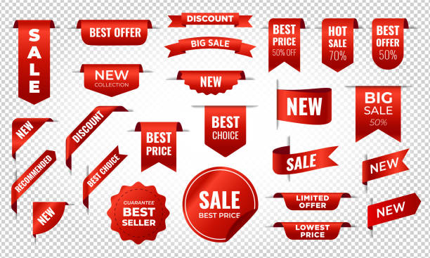 Price tags collection. Ribbon sale banners isolated. New collection offers. Vector Illustration eps 10 Price tags collection. Ribbon sale banners isolated. New collection offers. Vector Illustration eps 10 stamp of original stock illustrations