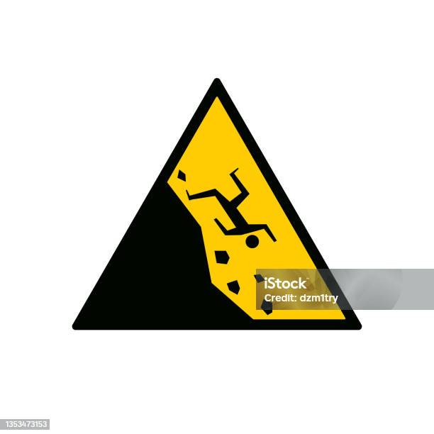 Fall Off Sign Fallling Off Cliff Road Sign Stock Illustration - Download Image Now ...
