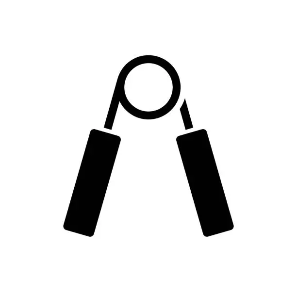 Vector illustration of Hand gripper glyph icon.