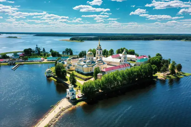 Nilo-Stolobenskaya desert, a monastery on lake Seliger, island. High quality photo