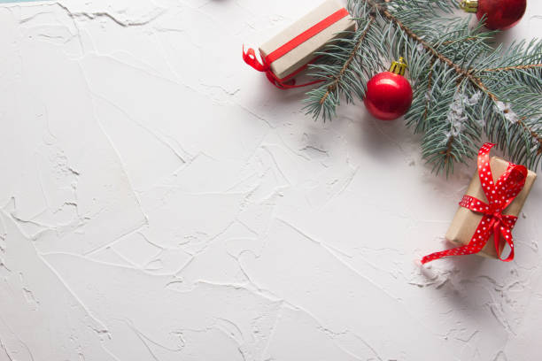 istock Christmas decoration background. Christmas tree and holidays ornament. Copy space 1353477017