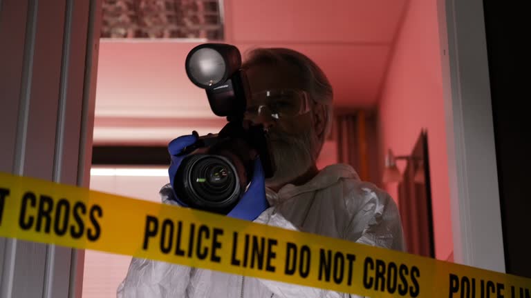 Forensic scientist working at crime scene