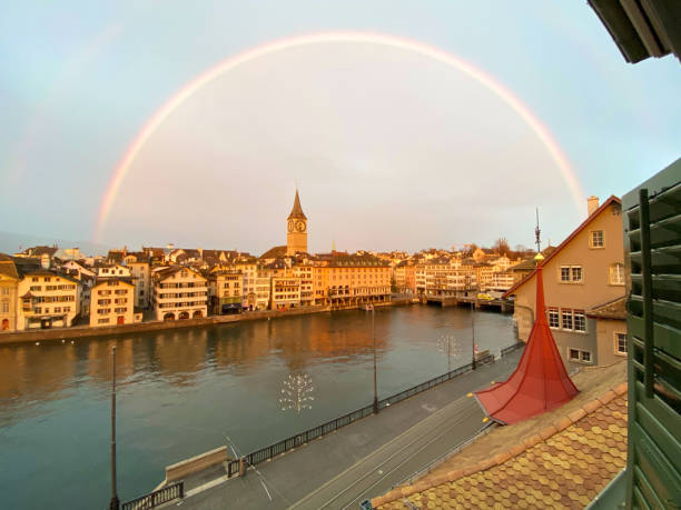 istock Rainbow over Zurich's Old Town 1353478680