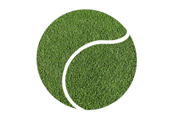Abstract tennis ball. Design element isolated on white background. Green grass or artificial lawn in the form sports symbol.