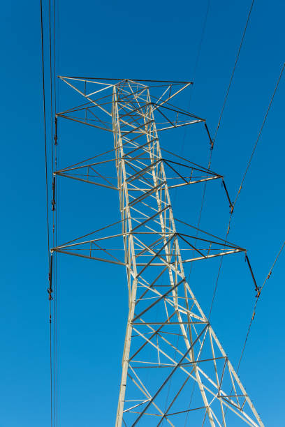 istock Steel Power Line Tower Support Arms and Lines 1353483754