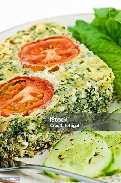 Spinach And Feta Cheese Quiche Stock Photo - Download Image Now - Quiche, Baked, Cheese