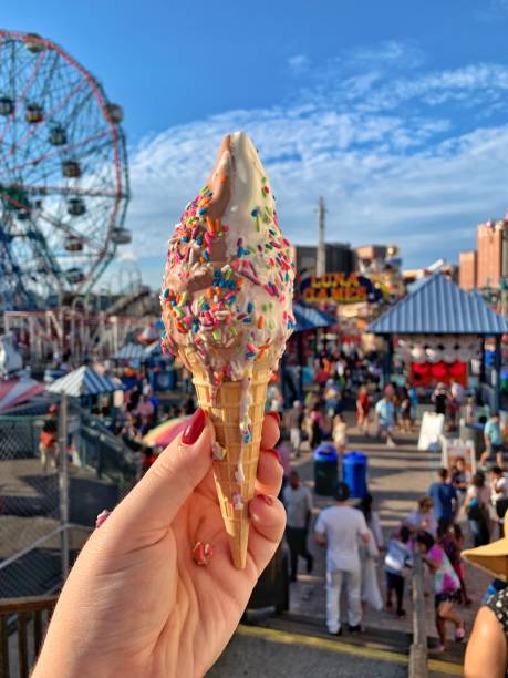 Ice Cream Cone held up at Coney Island, New York