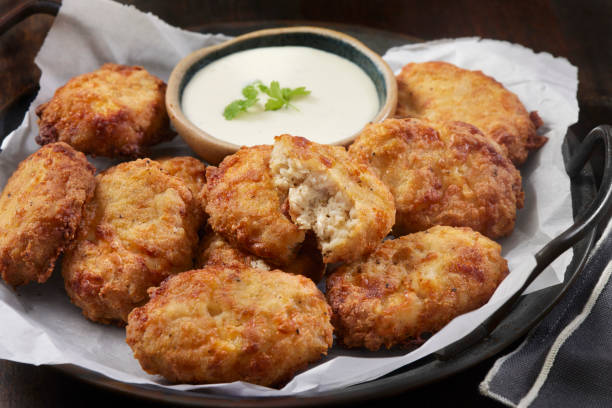 istock Keto Friendly, Crispy Air Fried Chicken Nuggets with Ranch Dip 1353498262