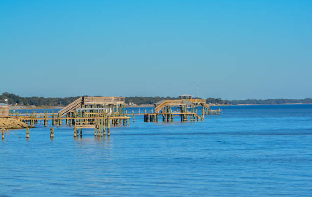 istock Docks extending out on Hammock Bay in Freeport, Walton County, Florida 1353500434
