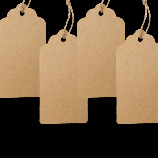istock Craft tags with place for text on a black background. Shortcut mockup 1353502910