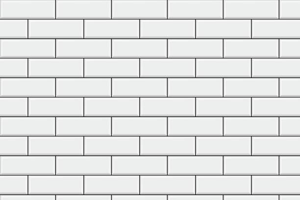 Web Ceramic or earthenware modern white tiles.Brick wall of the building. Decor for subway, home itterier bath and kitchen. Tile stock illustrations
