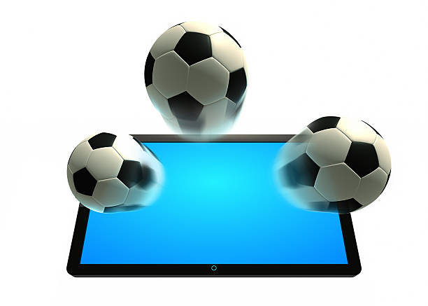 istock Flying soccer ball from TV 135350450
