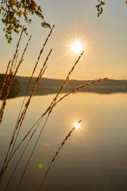a Beautiful sunset reflected in the lake.