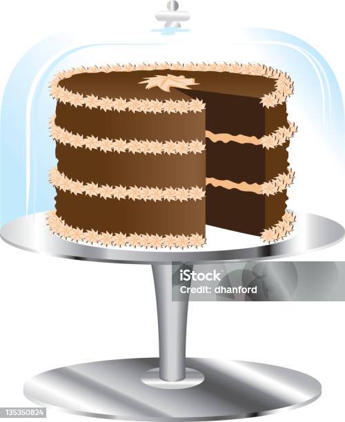 Schokoladenkuchen Mit Stehkragen Und Glascover Stock Vektor Art und mehr Bilder von Schichttorte - Schichttorte, Kuchenständer, Schokoladenkuchen