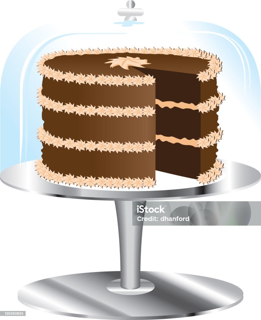 Ciasto czekoladowe na stojaku i Szklane osłony - Grafika wektorowa royalty-free (Przekładaniec)