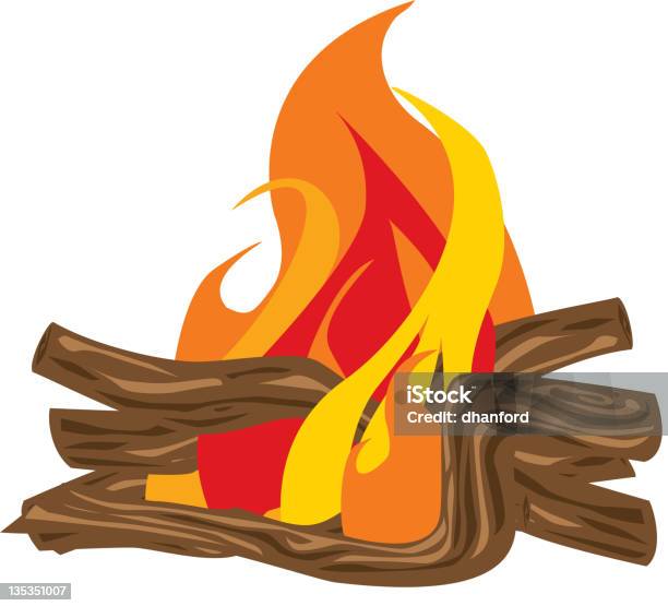 Lagerfeuer Mit Flackerndem Feuer Stock Vektor Art und mehr Bilder von Brennen - Brennen, Feuer, Freisteller – Neutraler Hintergrund