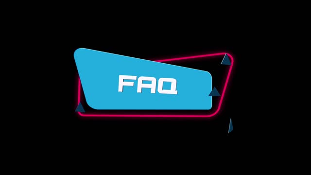 3d animation text Faq on trendy flat geometric banner. Flying and rotating object. 4K Video motion graphic animation.