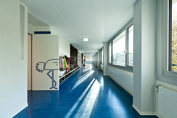 corridor of an elementary school stock photo