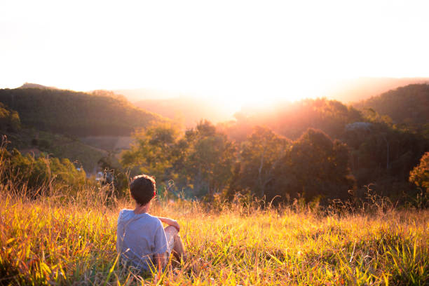 istock Happiness and well-being in contact with nature. 1353512843