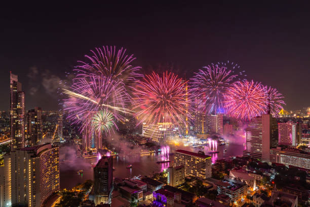 istock Bangkok Thailand, Fireworks countdown display celebration, Colorful New Year Firework 1353513727