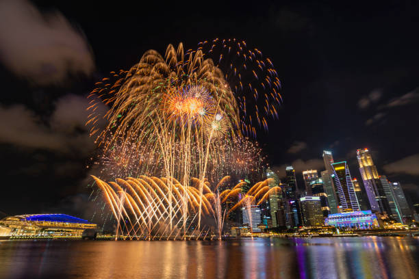 istock Singapore fireworks display celebration at Marina Bay, Colorful New Year Firework 1353513733