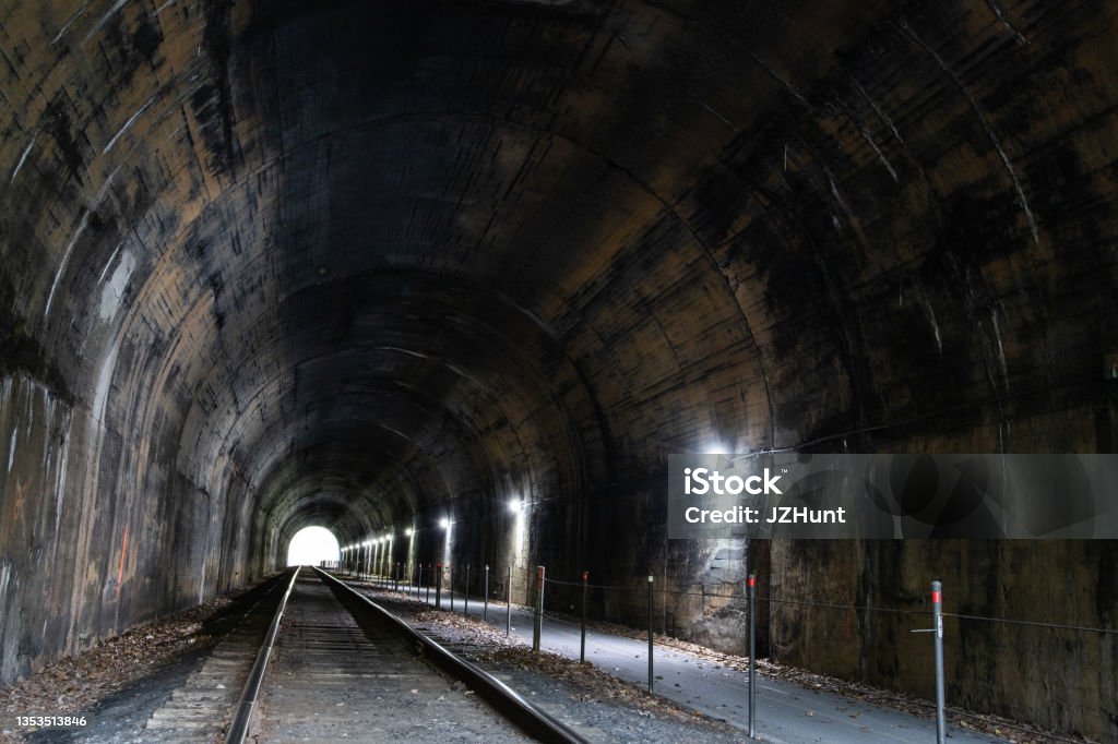 Railroad Tunnel Photograph of an old railroad tunnel. Train Tunnel Stock Photo