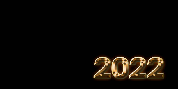 istock Year 2022 with golden numbers on black background. 1353516653