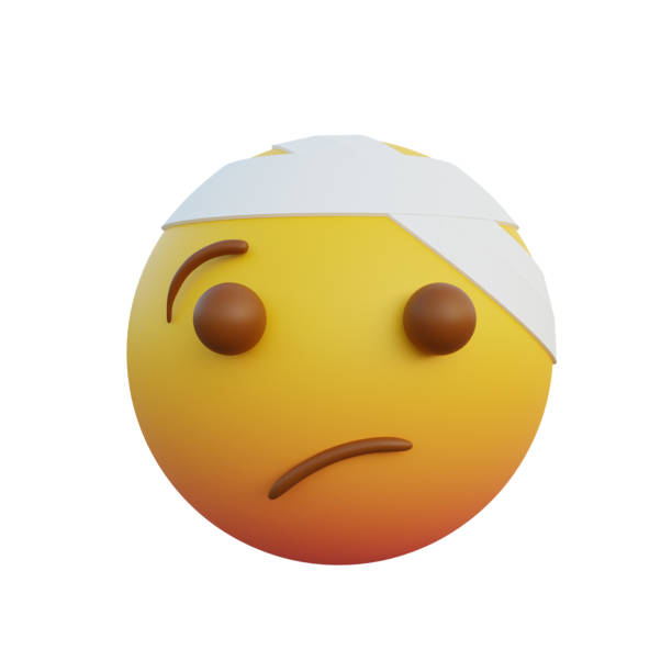 istock 3d illustration Emoticon expression Face with head bandage 1353521842