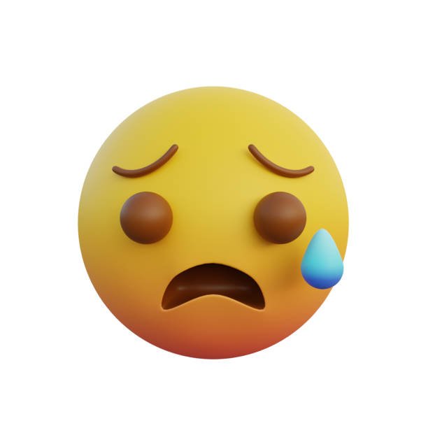 istock 3d illustration Emoticon expression disappointed but relieved face with cold sweat 1353522443