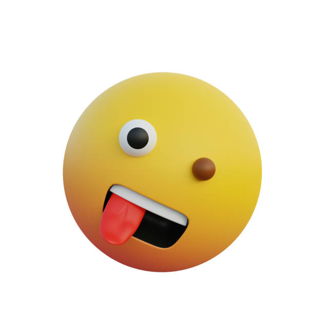 istock 3d illustration freak crazy face emoticon sticking out tongue while rolling 1353522451