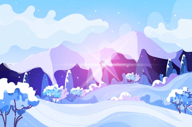 zaśnieżone pasmo górskie piękne przyroda zachód słońca krajobraz tło koncepcja ośrodka narciarskiego pozioma - ski resort mountain winter mountain range stock illustrations