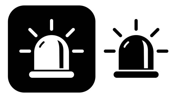 czarno-białe ikony świateł awaryjnych - three objects flash stock illustrations
