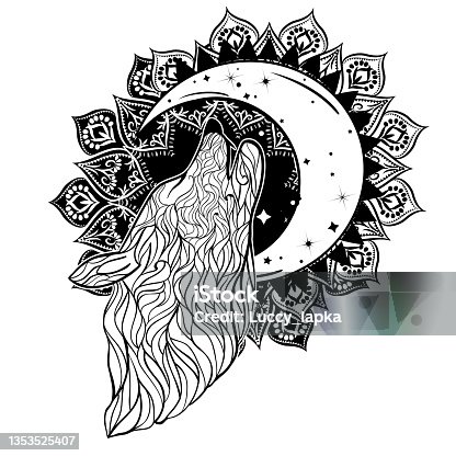 219 Wolf Moon Tattoo Illustrations & Clip Art - iStock