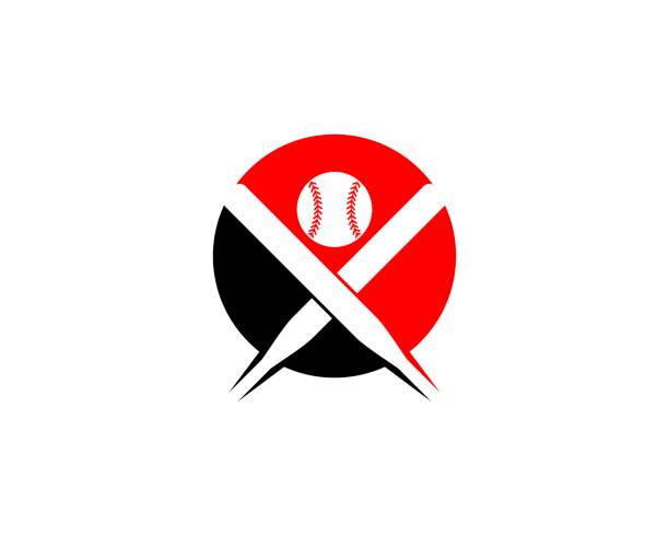 baseballschläger mit ball in der mitte gekreuzt - traditional sport sports flag golf flag golf stock-grafiken, -clipart, -cartoons und -symbole