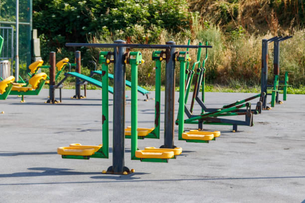 istock Gym workout equipment or exercise equipment in a park 1353530209