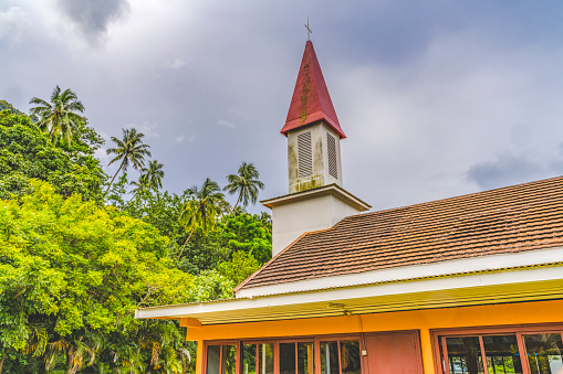 Colorful New Saint Joseph Church Eglise Cook's Bay Moorea Tahiti French Polynesia