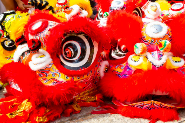 istock Traditional Lion Dance Heads On Display. 1353536175