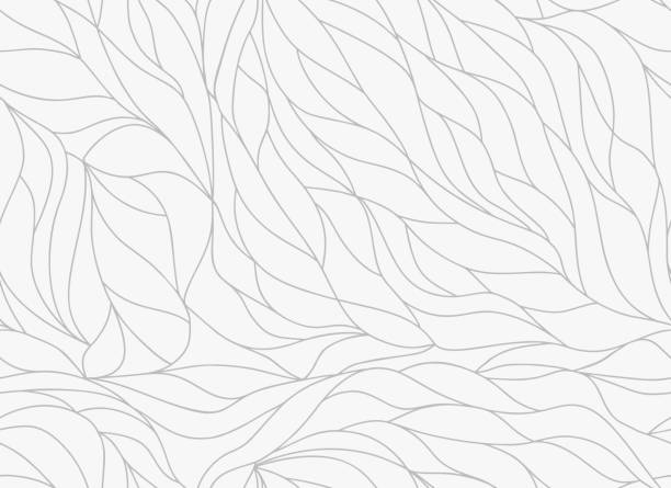 Curly waves tracery, curved lines, stylized abstract petals pattern. Seamless leaf background. Golden outline white texture. Organic wallpapers for printing on paper or fabric. Vector Curly waves tracery, curved lines, stylized abstract petals pattern. Seamless leaf background. Golden outline white texture. Organic wallpapers for printing on paper or fabric. Vector revival stock illustrations