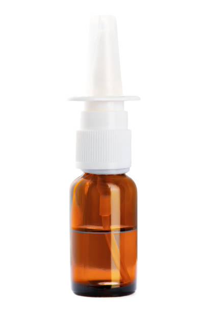 istock Glass bottle with nose spray isolated on white backgorund 1353541338